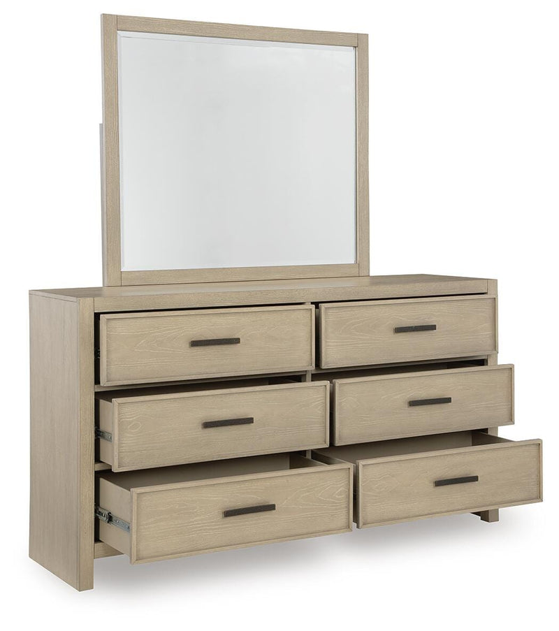 Calmoro Queen Bookcase Bed, Dresser and Mirror