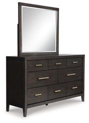 Westonfort Queen Upholstered Panel Bed, Dresser and Mirror