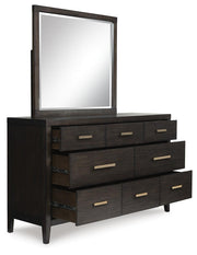 Westonfort Queen Upholstered Panel Bed, Dresser and Mirror