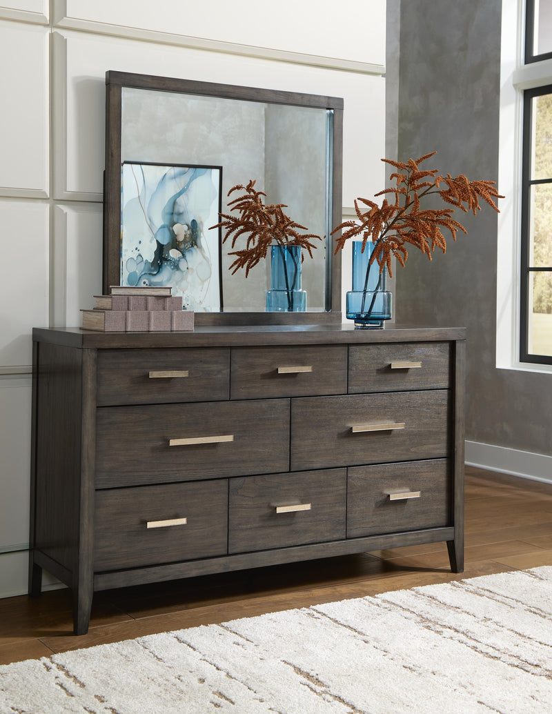 Westonfort Queen Upholstered Panel Bed, Dresser and Mirror
