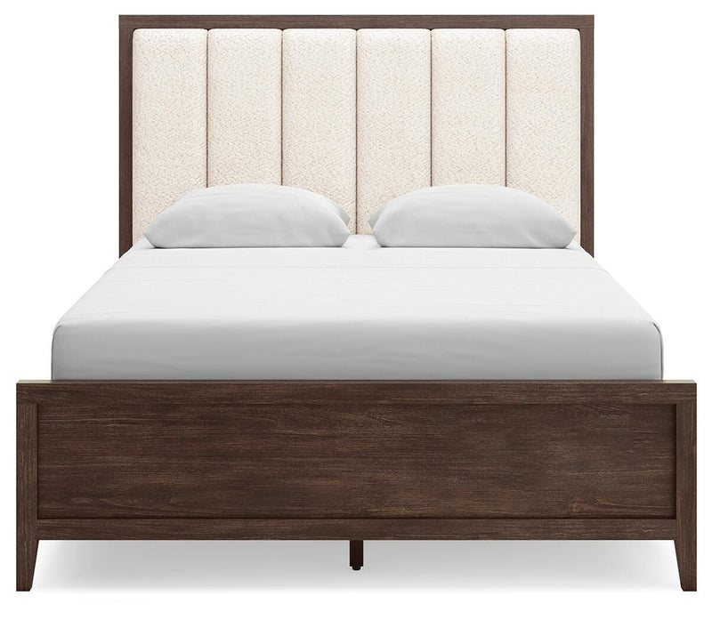 Westonfort Queen Upholstered Panel Bed, Dresser and Mirror