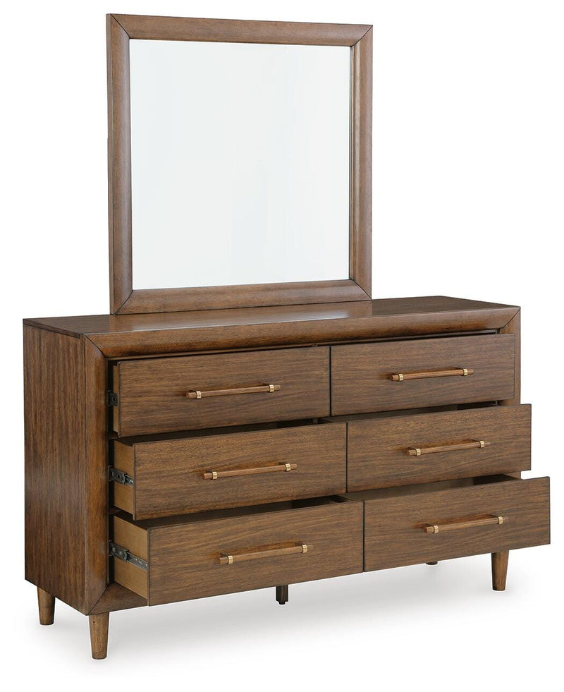 Lyncott Queen Upholstered Bed, Dresser and Mirror