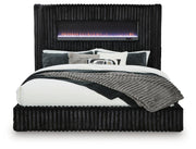 Tayleena Queen Upholstered Bed with Fireplace and Wireless Audio
