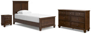 Danabrin Twin Panel Bed, Dresser and Nightstand