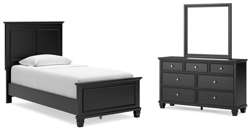 Lanolee Twin Panel Bed, Dresser and Mirror