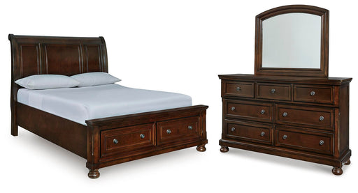 Porter Queen Sleigh Storage Bed, Dresser and Mirror