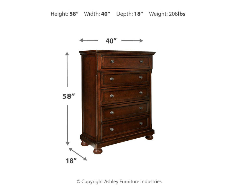 Porter Queen Panel Bed, Dresser, Mirror, Chest and 2 Nightstands