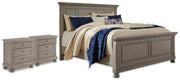 Lettner California King Panel Bed and 2 Nightstands