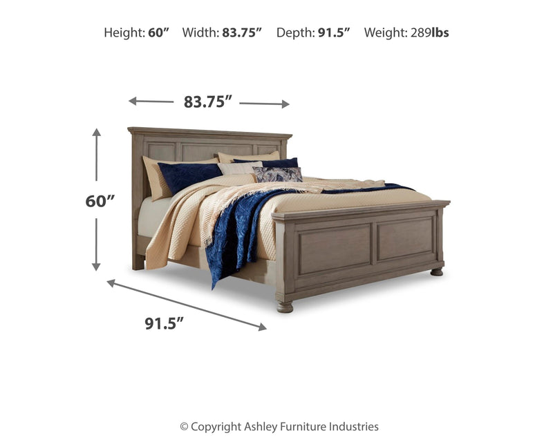 Lettner King Panel Bed, Dresser, Mirror, Chest and 2 Nightstands