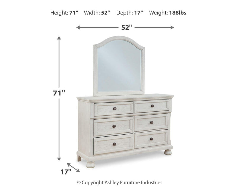 Robbinsdale Full Storage Sleigh Bed, Dresser, Mirror, Chest and Nightstand