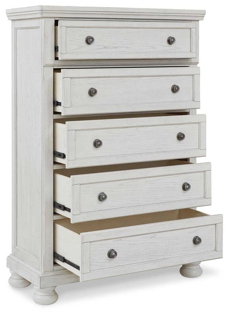 Robbinsdale King Panel Bed, Dresser, Mirror, Chest and 2 Nightstands