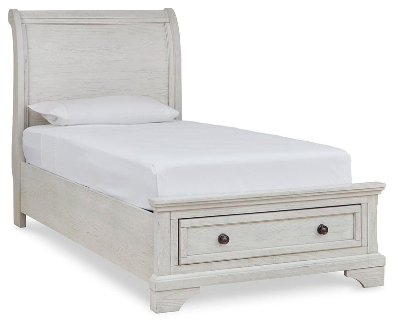 Robbinsdale Twin Storage Bed, Dresser, Mirror and Nightstand