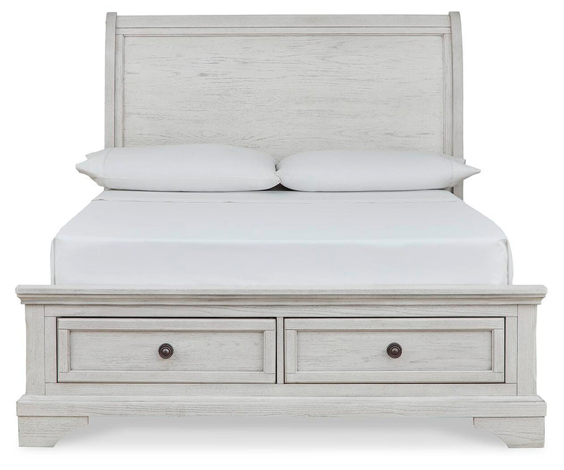 Robbinsdale Full Storage Sleigh Bed, Dresser, Mirror, Chest and Nightstand