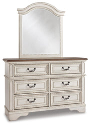 Realyn Full Upholstered Panel Bed, Dresser, Mirror, Chest and 2 Nightstands