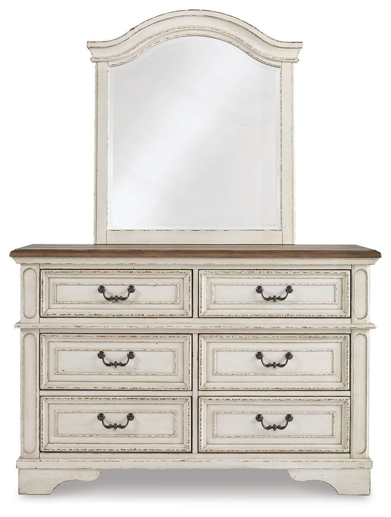 Realyn King Panel Storage Bed, Dresser, Mirror and 2 Nightstands