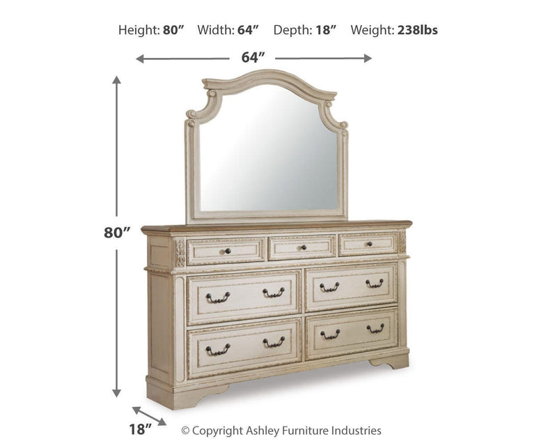 Realyn Queen Storage Bed, Dresser and Mirror