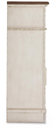 Realyn Queen Upholstered Panel Bed, Dresser, Mirror, Chest and Nightstand