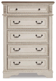 Realyn King Storage Bed, Dresser, Mirror, Chest, Vanity with Stool and 2 Nightstands