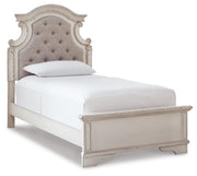Realyn Twin Upholstered Panel Bed and Nightstand