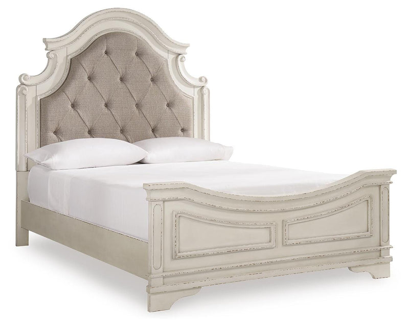 Realyn Queen Upholstered Panel Bed, Dresser and 2 Nightstands
