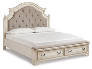Realyn King Upholstered Panel Storage Bed and 2 Nightstands