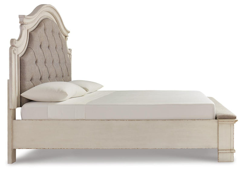 Realyn King Panel Storage Bed, Dresser, Mirror and 2 Nightstands