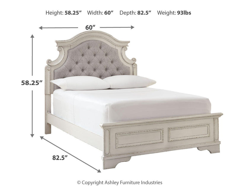 Realyn Full Upholstered Panel Bed and Dresser