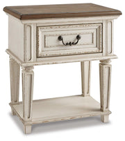 Realyn King Panel Storage Bed, Dresser, Mirror and 2 Nightstands
