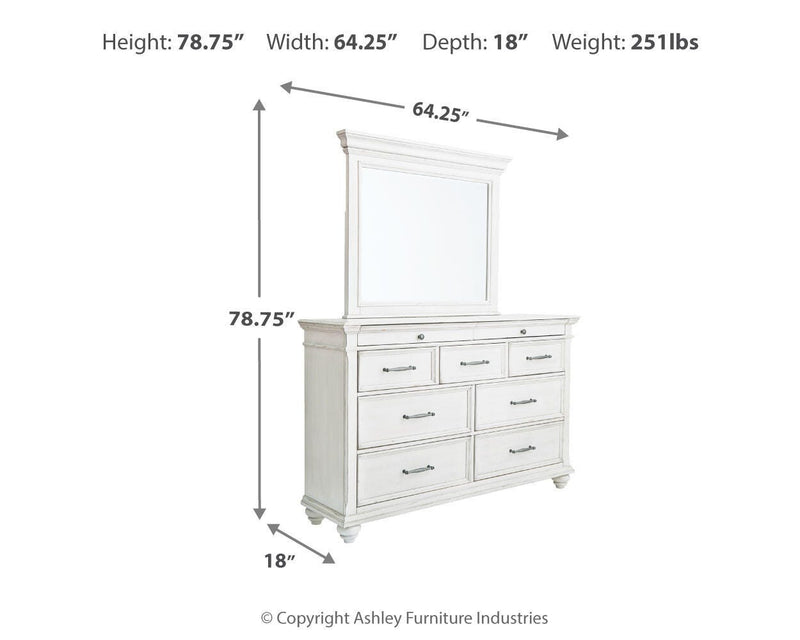 Kanwyn King Panel Bed, Dresser and Mirror