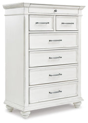Kanwyn King Panel Bed, Dresser, Mirror, Chest and 2 Nightstands