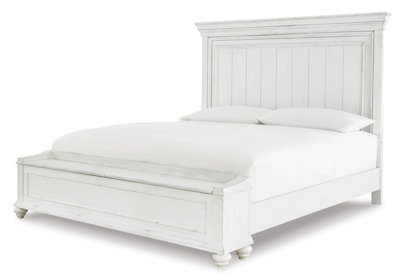 Kanwyn King Panel Bed with Storage, Dresser and Mirror