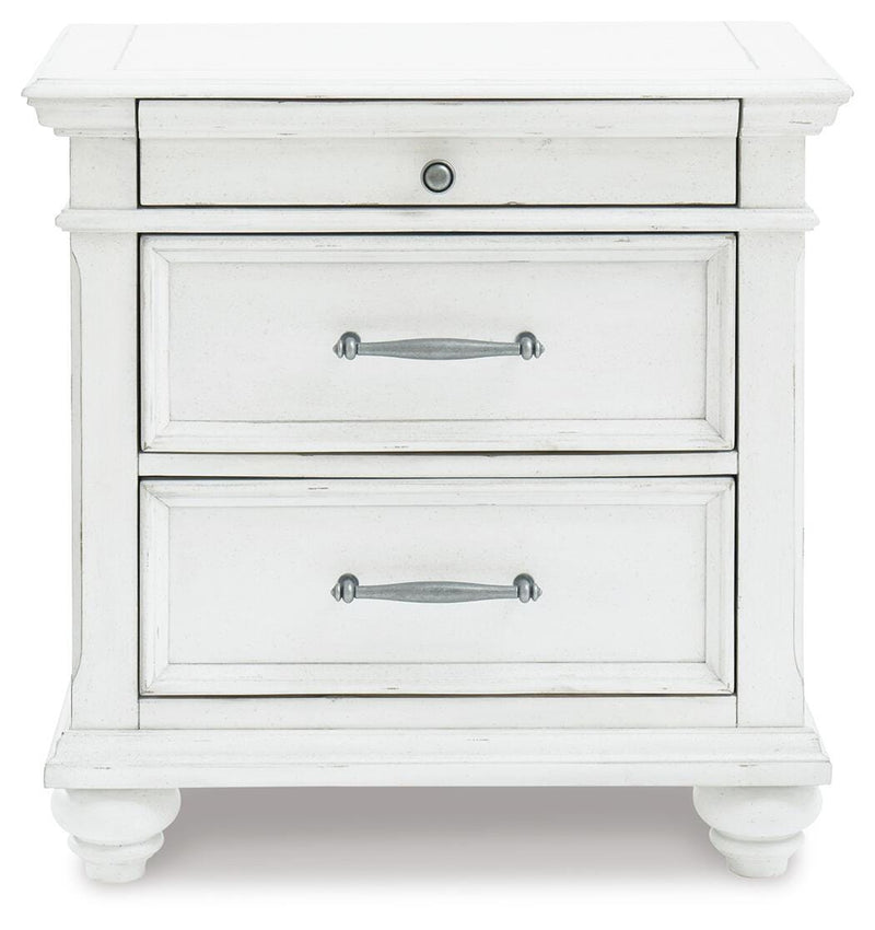Kanwyn King Upholstered Panel Bed, Dresser and Nightstand