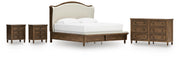 Sturlayne King Upholstered Panel Bed, Dresser and 2 Nightstands