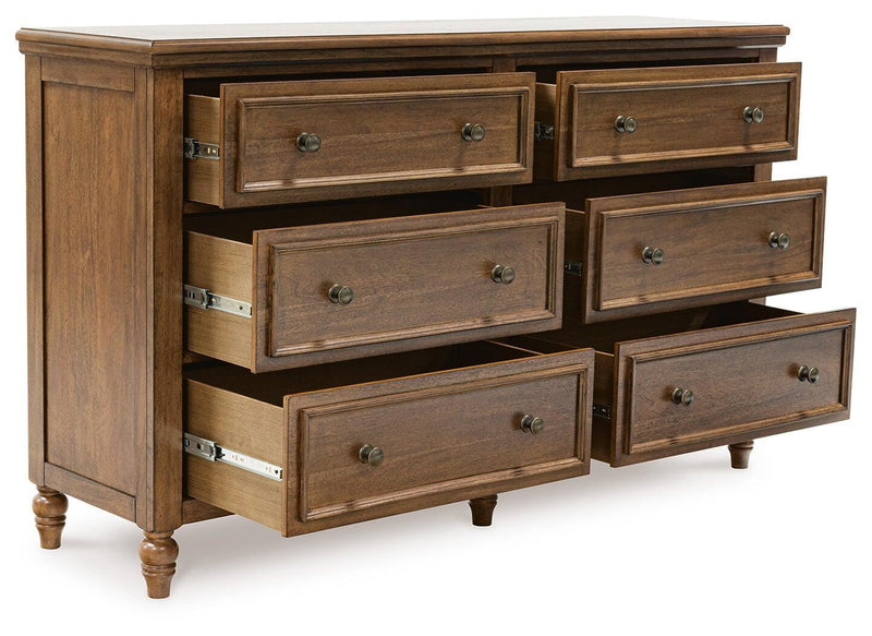 Sturlayne King Upholstered Panel Bed, Dresser and 2 Nightstands