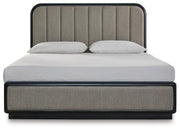 Rowanbeck King Panel Bed, Dresser, Mirror, Chest and Nightstand