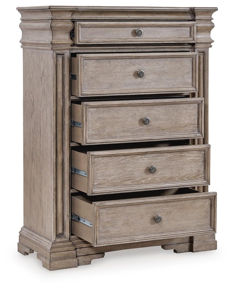 Blairhurst Queen Panel Bed. Dresser, Mirror, 2 Chests and 2 Nightstands