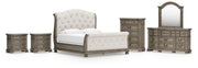 Ardenfield King Upholstered Sleigh Bed, Dresser, Mirror, Chest and 2 Nightstands