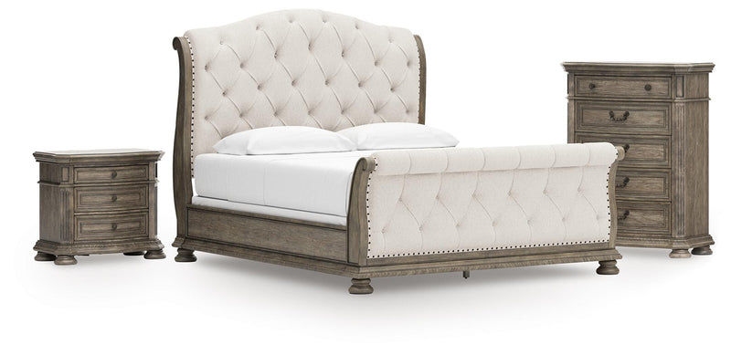 Ardenfield California King Sleigh Bed, Chest and Nightstand