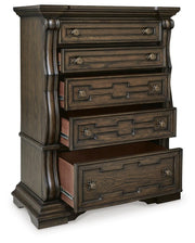 Maylee King Upholstered Panel Bed, Chest and 2 Nightstands