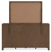 Cabalynn California King Panel Bed with Storage, Dresser and Mirror