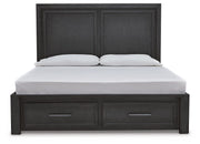 Foyland King Panel Storage Bed and 2 Chests