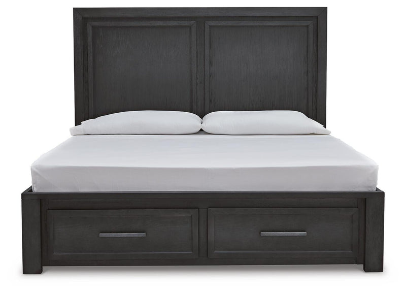 Foyland King Panel Storage Bed and 2 Chests