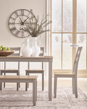 Harperfeld Dining Table and 4 Chairs and Bench (Set of 6)