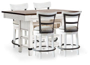 Valebeck Counter Height Dining Table and 4 Barstools