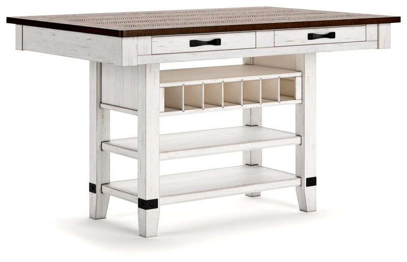 Valebeck Counter Height Dining Table and 6 Barstools