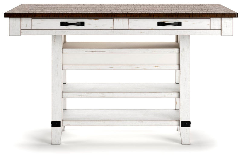 Valebeck Counter Height Dining Table and 6 Barstools