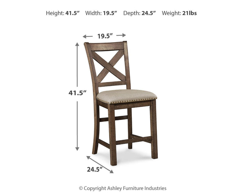 Moriville Counter Height Dining Table and 2 Barstools and Bench