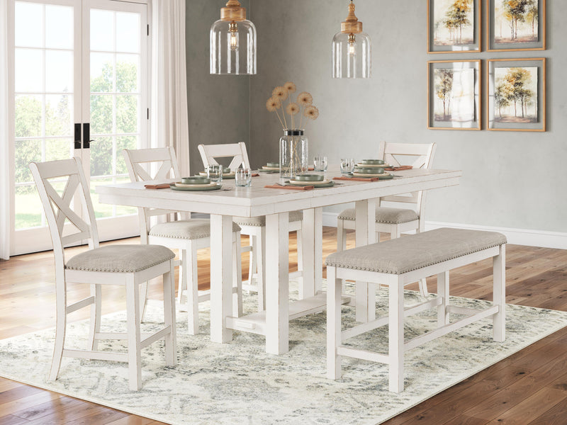 Robbinsdale Counter Height Dining Table, 4 Barstools and Bench