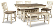 Bolanburg Counter Height Dining Table, 4 Barstools, Bench and Server