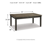 Tyler Creek Dining Table and 4 Chairs with Bench